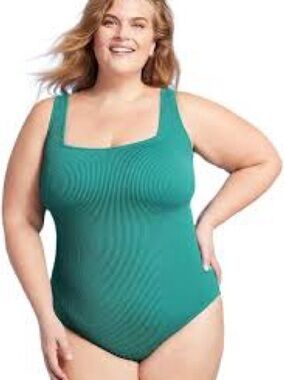 Kona Sol Teal Square-Neck One-Piece Swimsuit 24